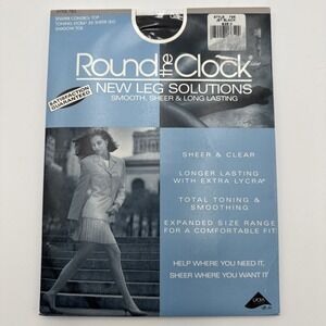 Round The Clock Jet Black New Leg Solutions Style 785 Pantyhose Size D NIP